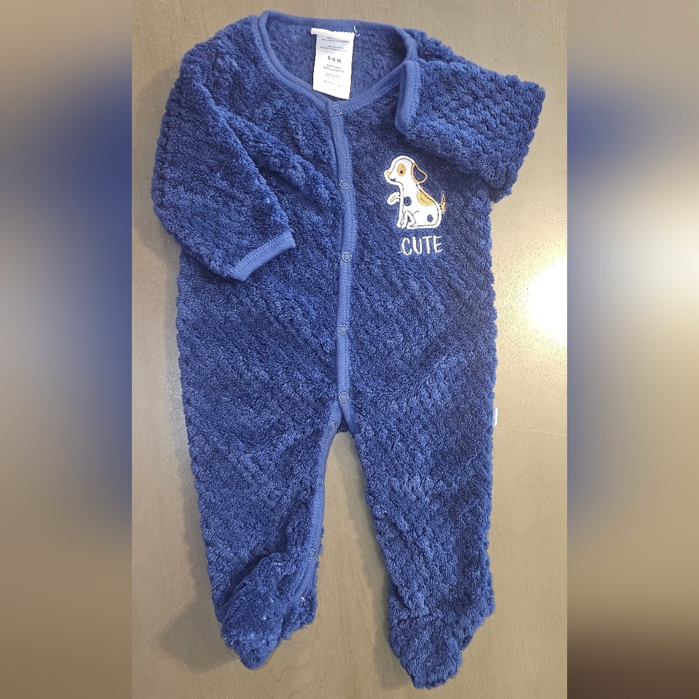 Little & Loved Blue Fleece Baby Onesie Size 3-6M